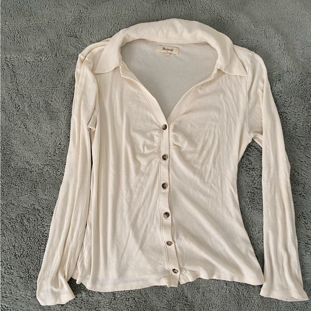 Cream Button-Up Women's Top
